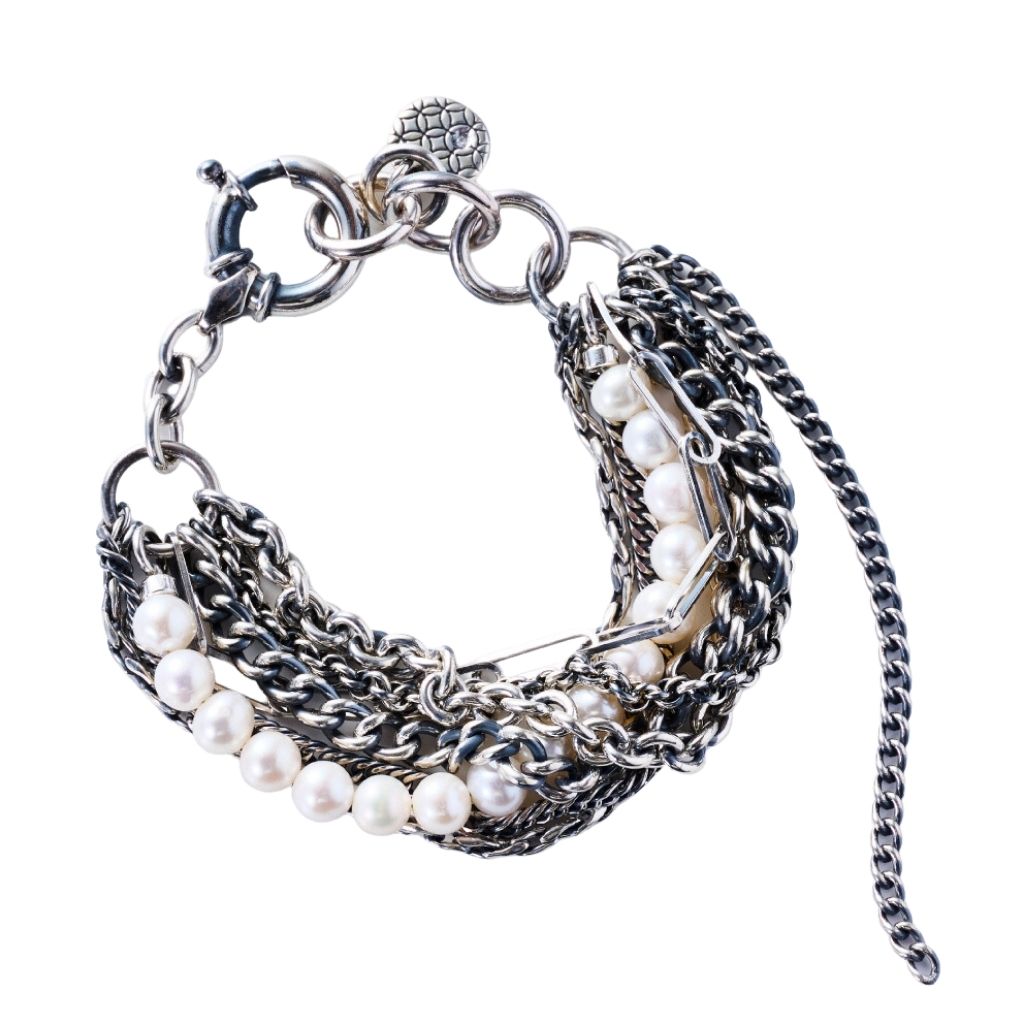 MASANA - Layered Silver Bracelet with Pearls, buy at DOORS NYC