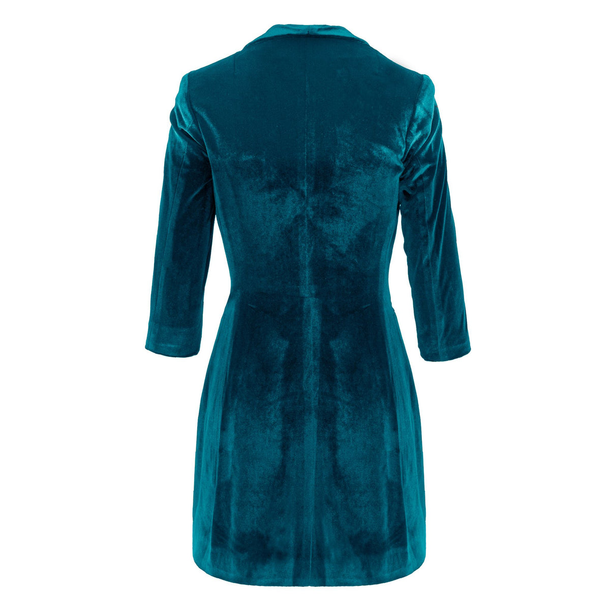 Turquoise Asymmetric Velvet Blazer Dress