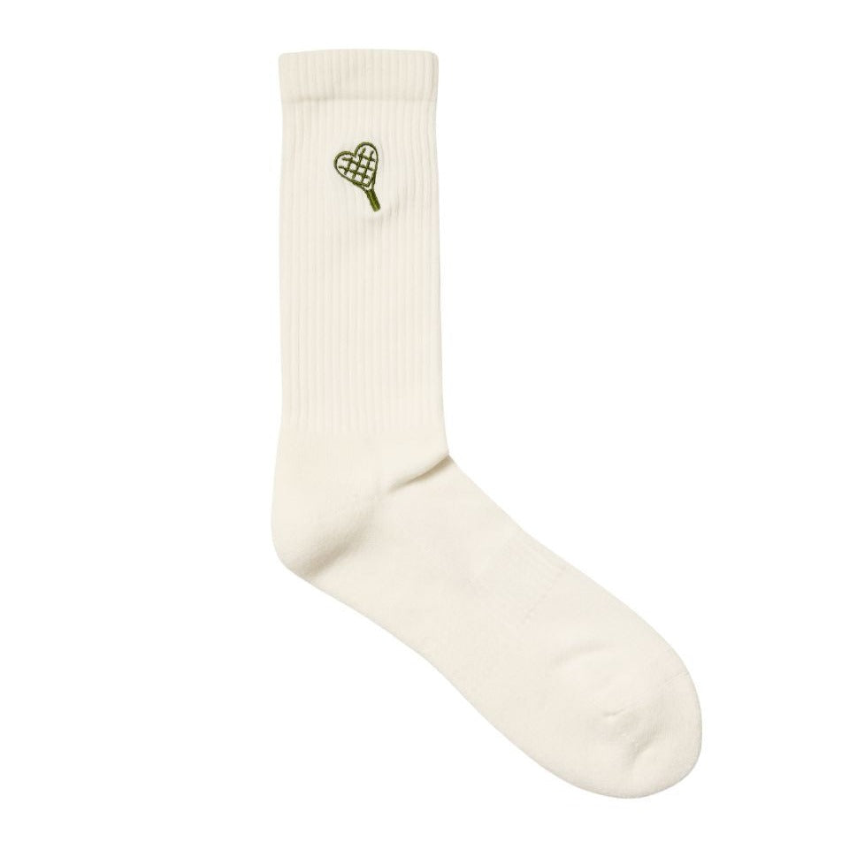 White Tennis Socks With Green Detail