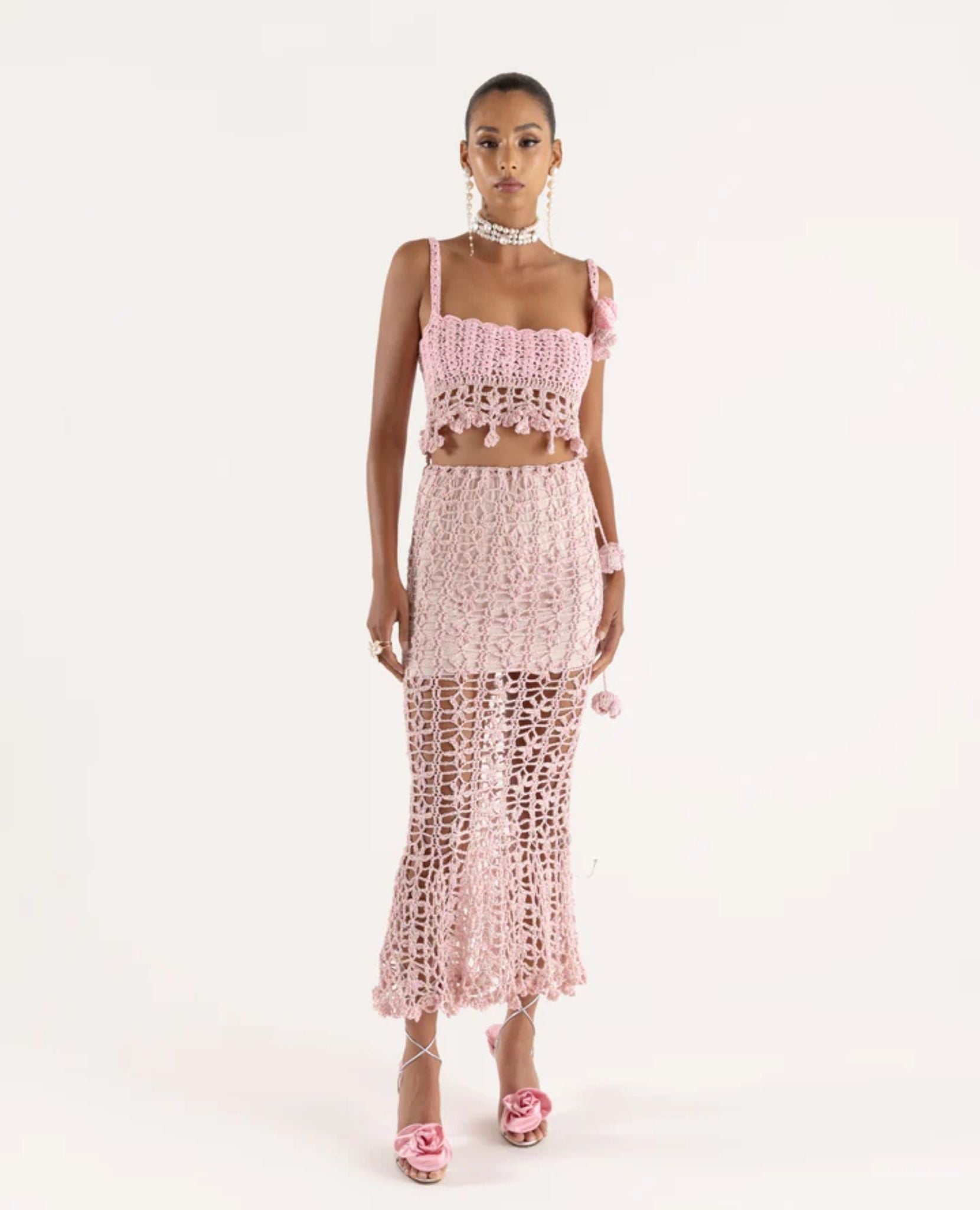 ANDREEVA - Pink Vanilla Handmade Knit Skirt buy at DOORS NYC