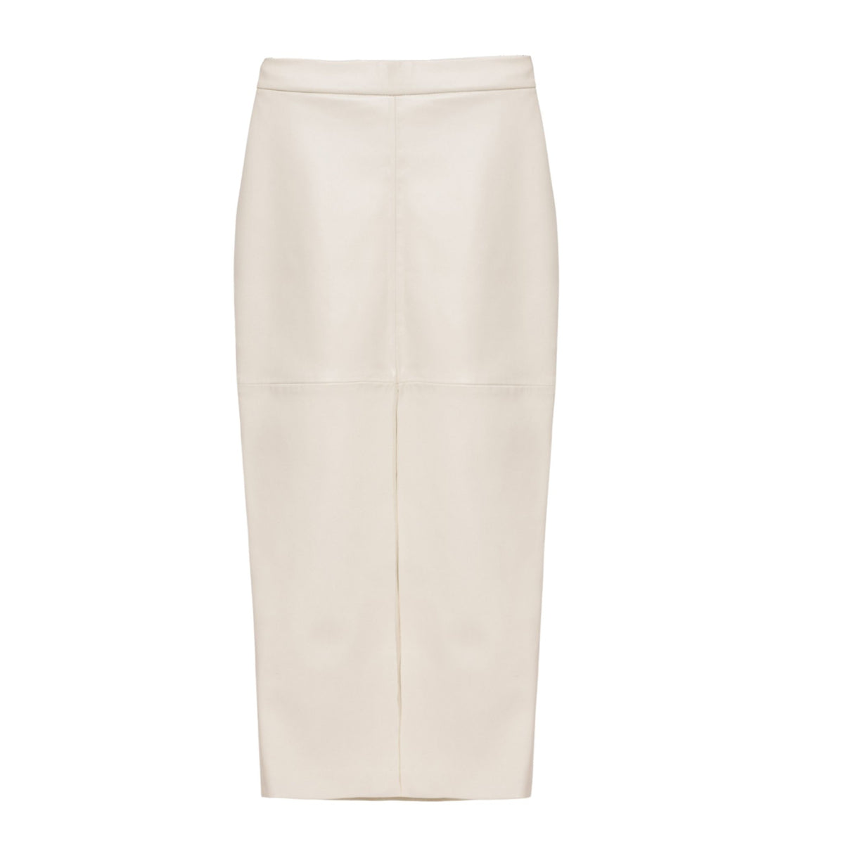 KRIS MARAN - Vegan Leather Skirt in Midi | Ecru buy at DOORS NYC
