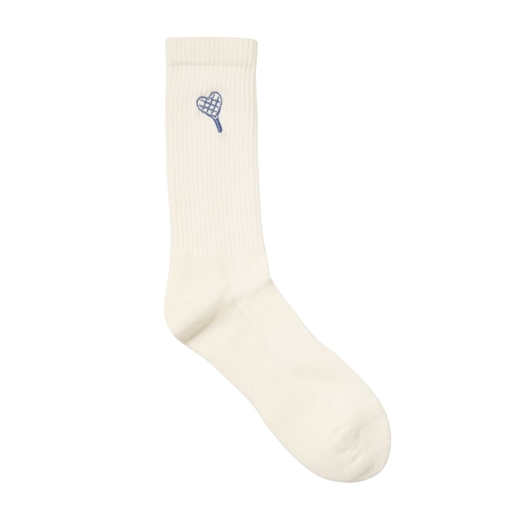 White Tennis Socks With Blue Detail