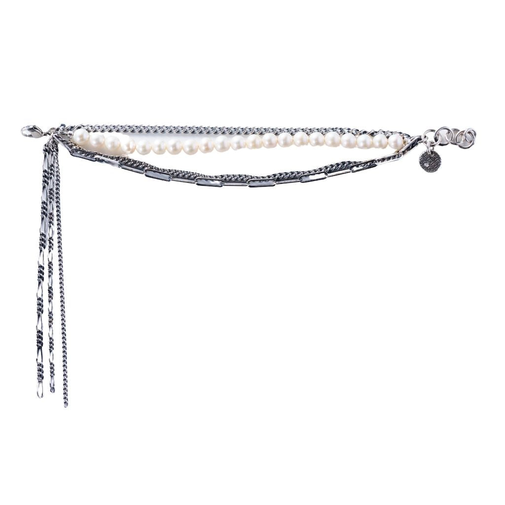 MASANA - Layered Silver Bracelet with Pearls, buy at DOORS NYC