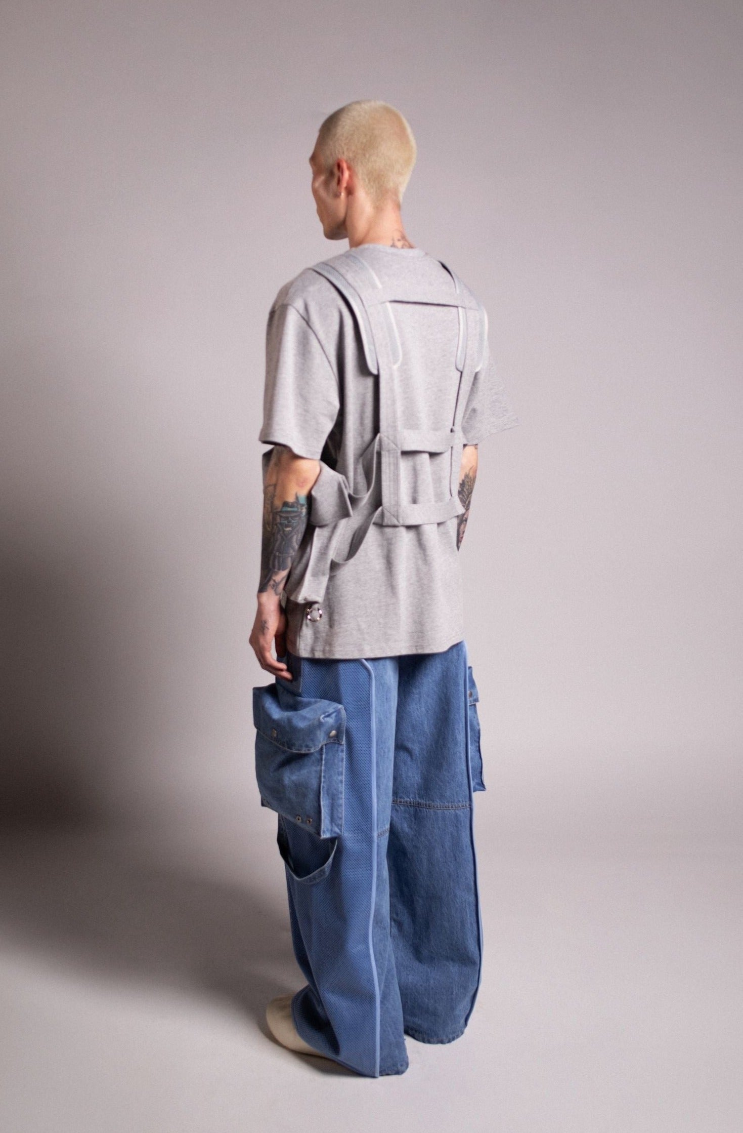 PRIVATE POLICY - Mesh Denim Cargo Pants at DOORS NYC
