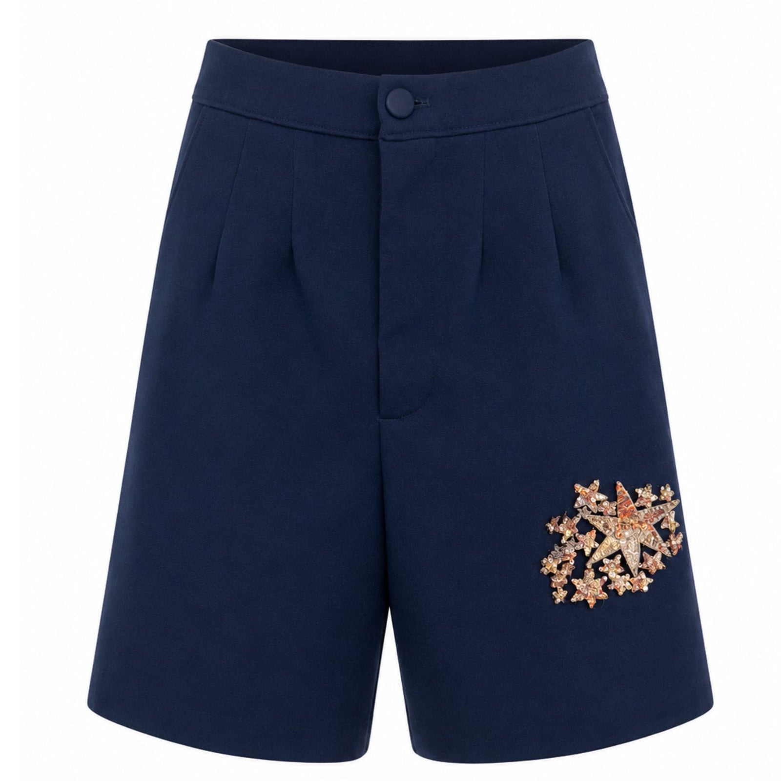 Celestial Embellished Navy Tailored Shorts | PR Sample