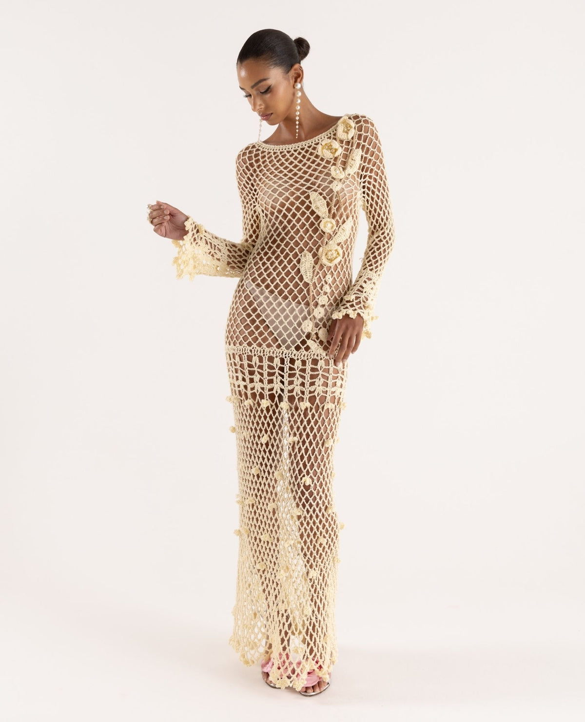 ANDREEVA - Butter Yellow Vanilla Handmade Crochet Dress, buy at DOORS NYC