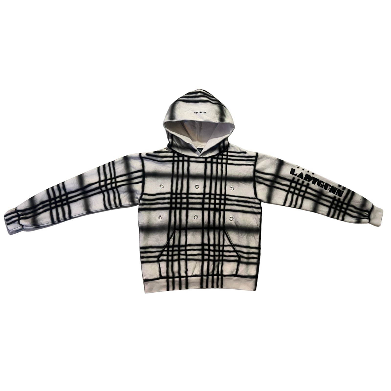 Black & White Grid Hoodie with Studs | MINDBLOWN x BTSA