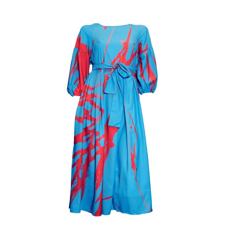 RECKLESS ERICKA - Blue-Red Back-To-Front Dress | PR Sample at DOORS NYC