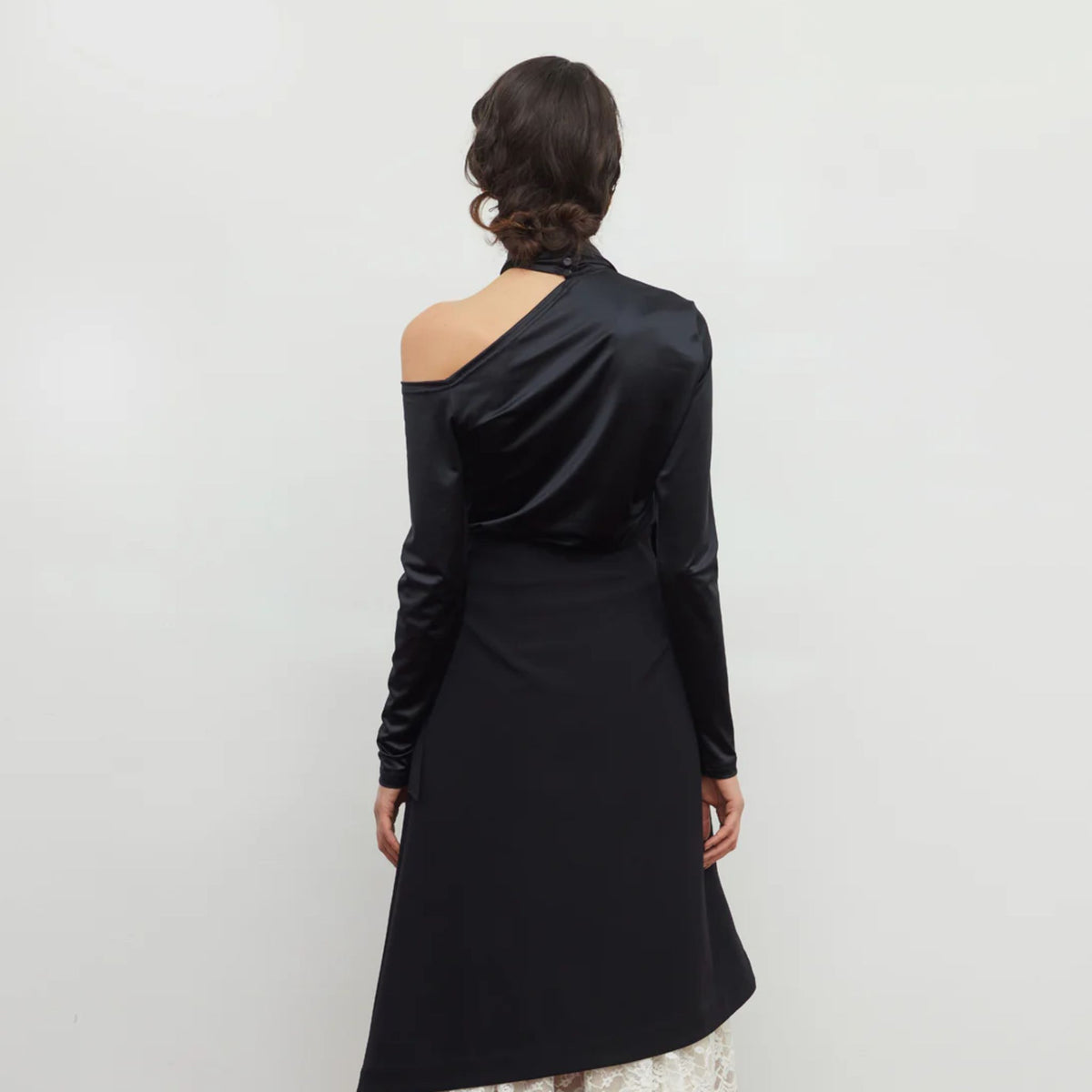 JULIA ALLERT - Draped Shoulder Long-Sleeve Blouse | Black, buy at DOORS NYC