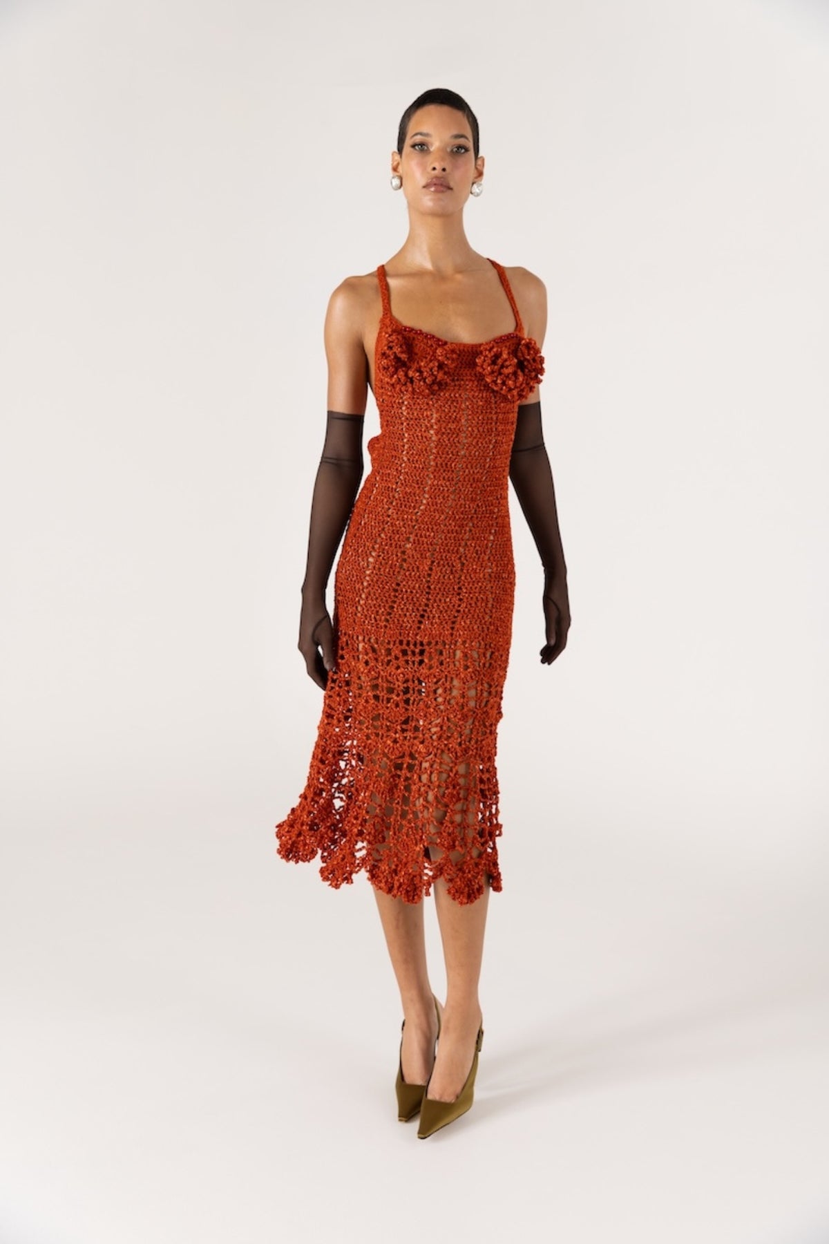 ANDREEVA - Chrysanthemum Terracotta Handmade Crochet Dress