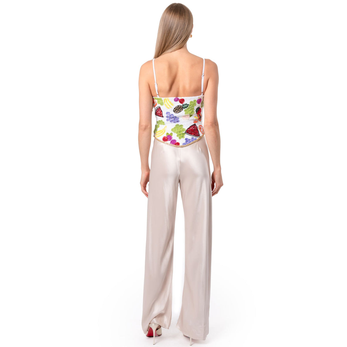 Fruit Hand-Beaded Embellished Corset Top | White