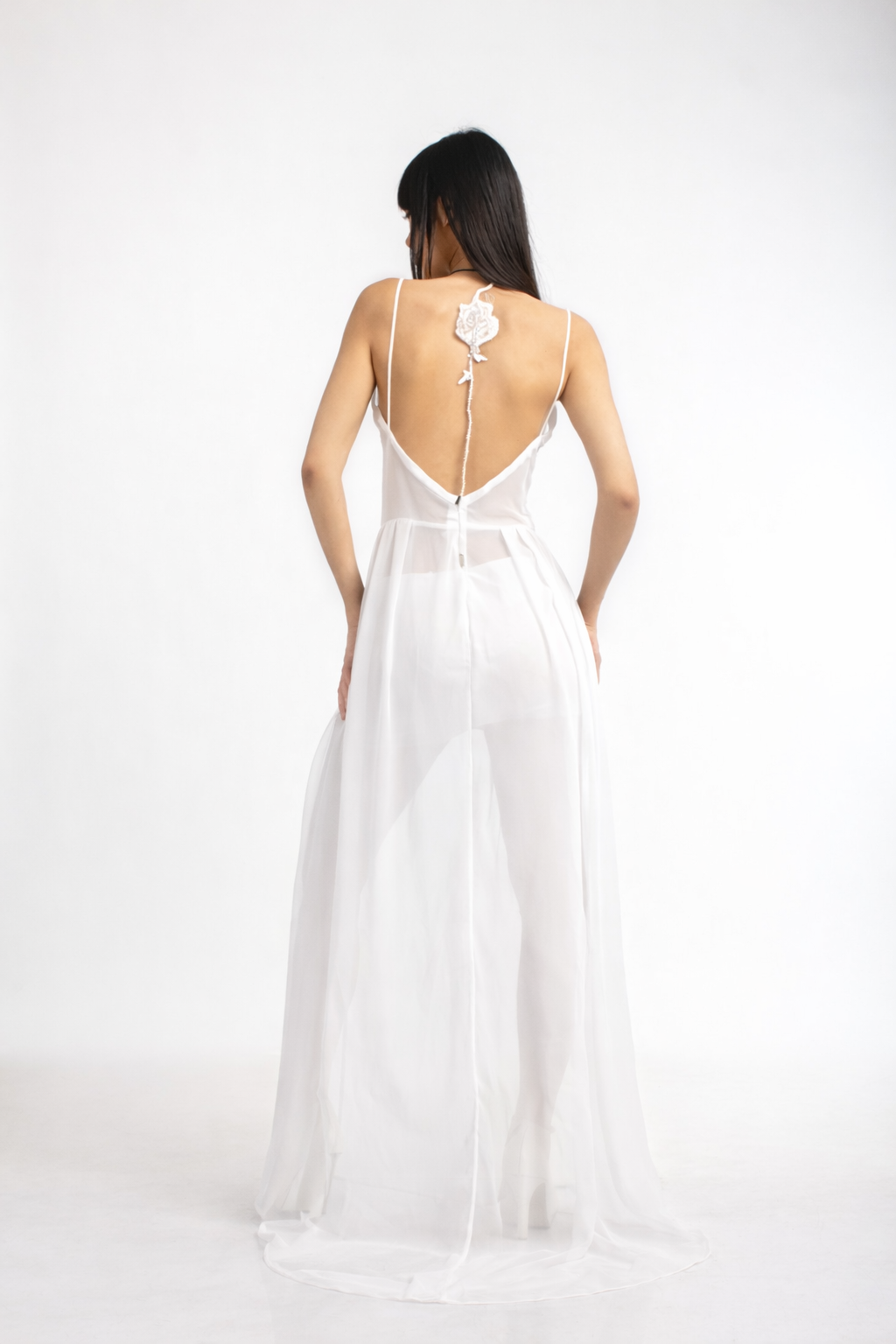 Rose Embroidered Maxi Dress | White