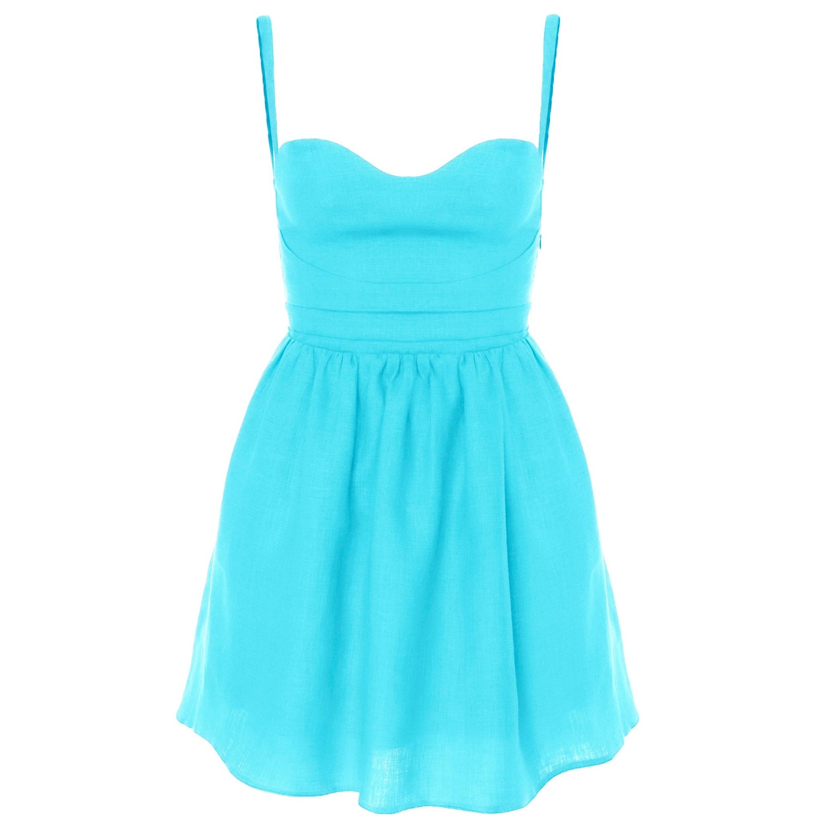Mini Summer Dress With Corset and Straps - Blue