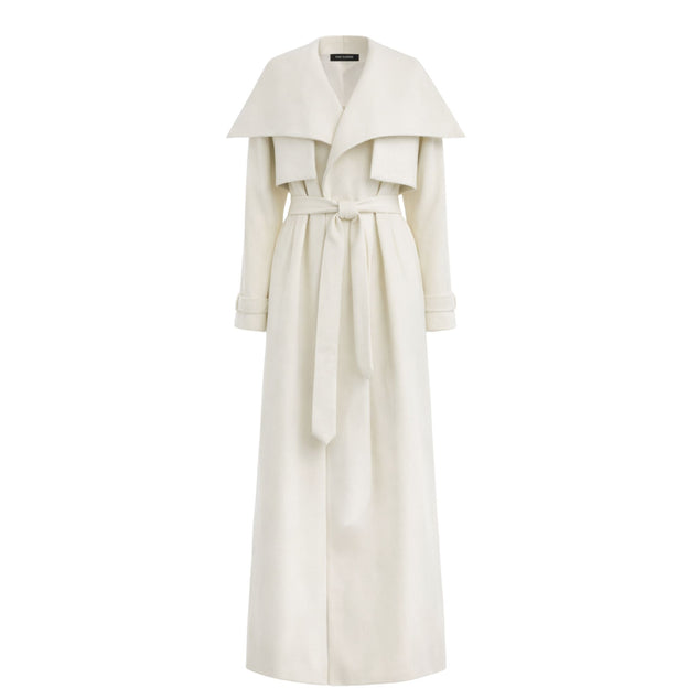 Maxi Leather Trench Coat | Ecru