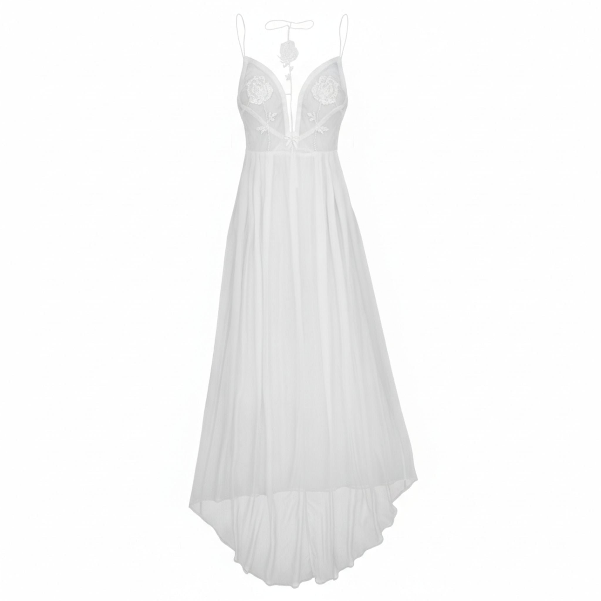 Rose Embroidered Maxi Dress | White