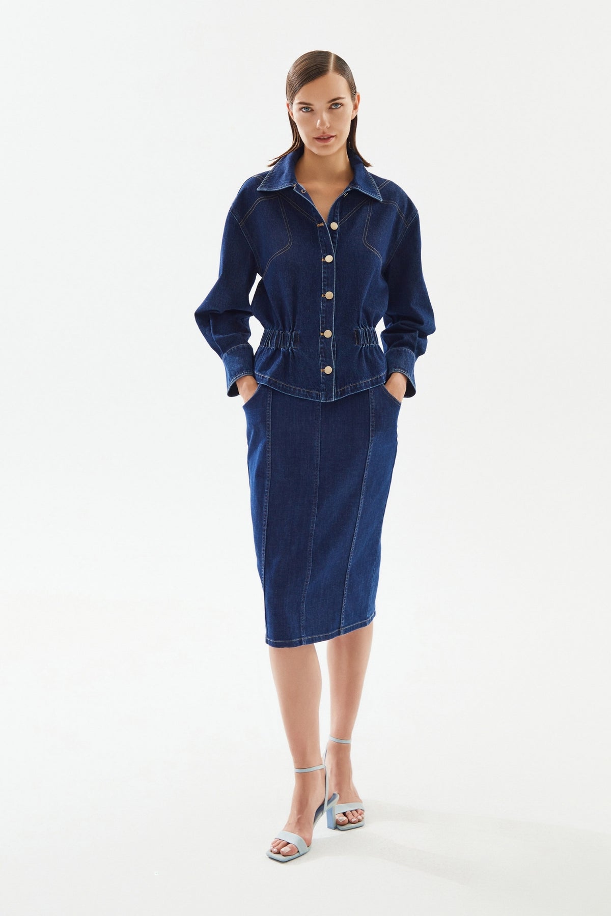 2BE4A - Waist Drawstring Denim Jacket | DOORS NYC