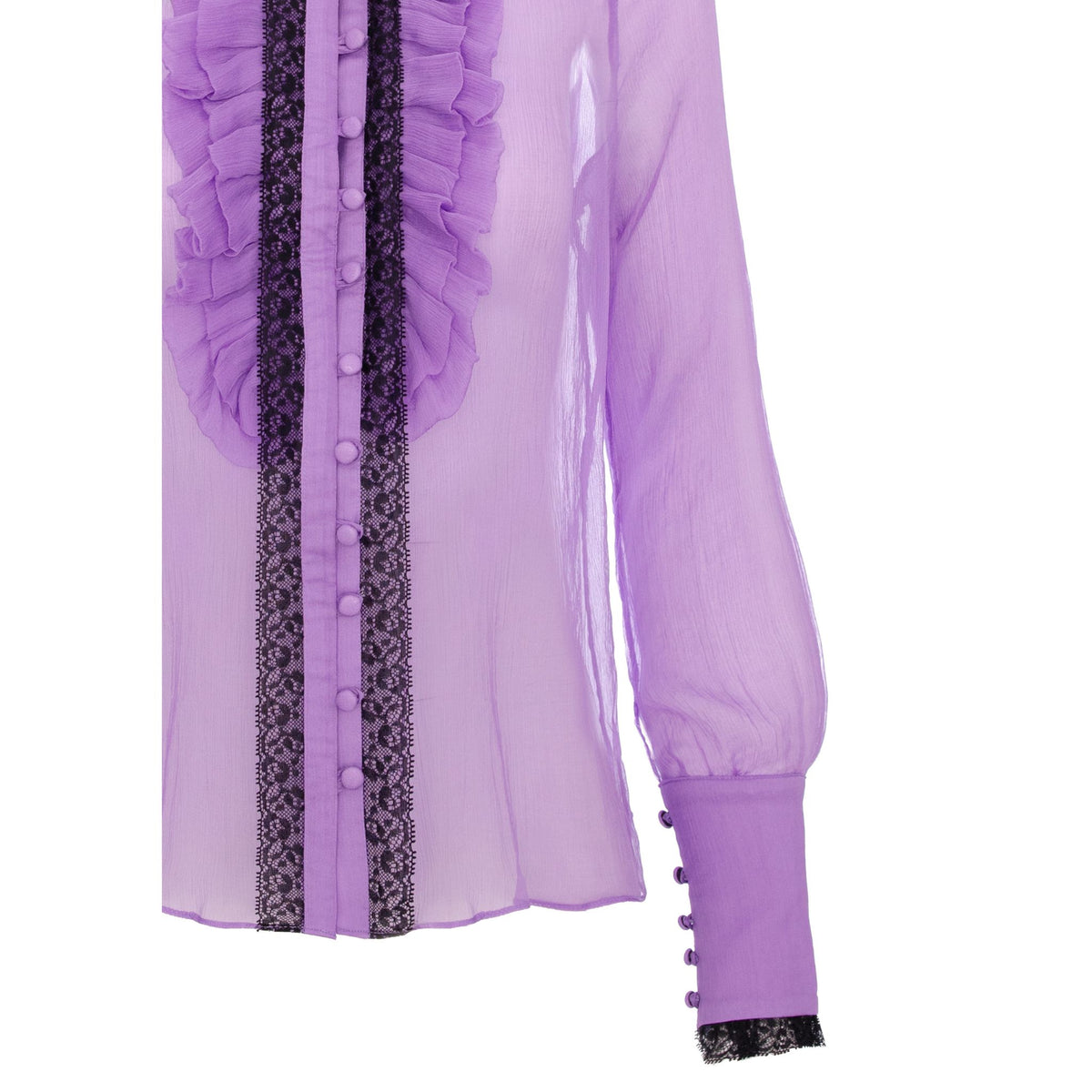 Lilac Ruffle Silk Shirt