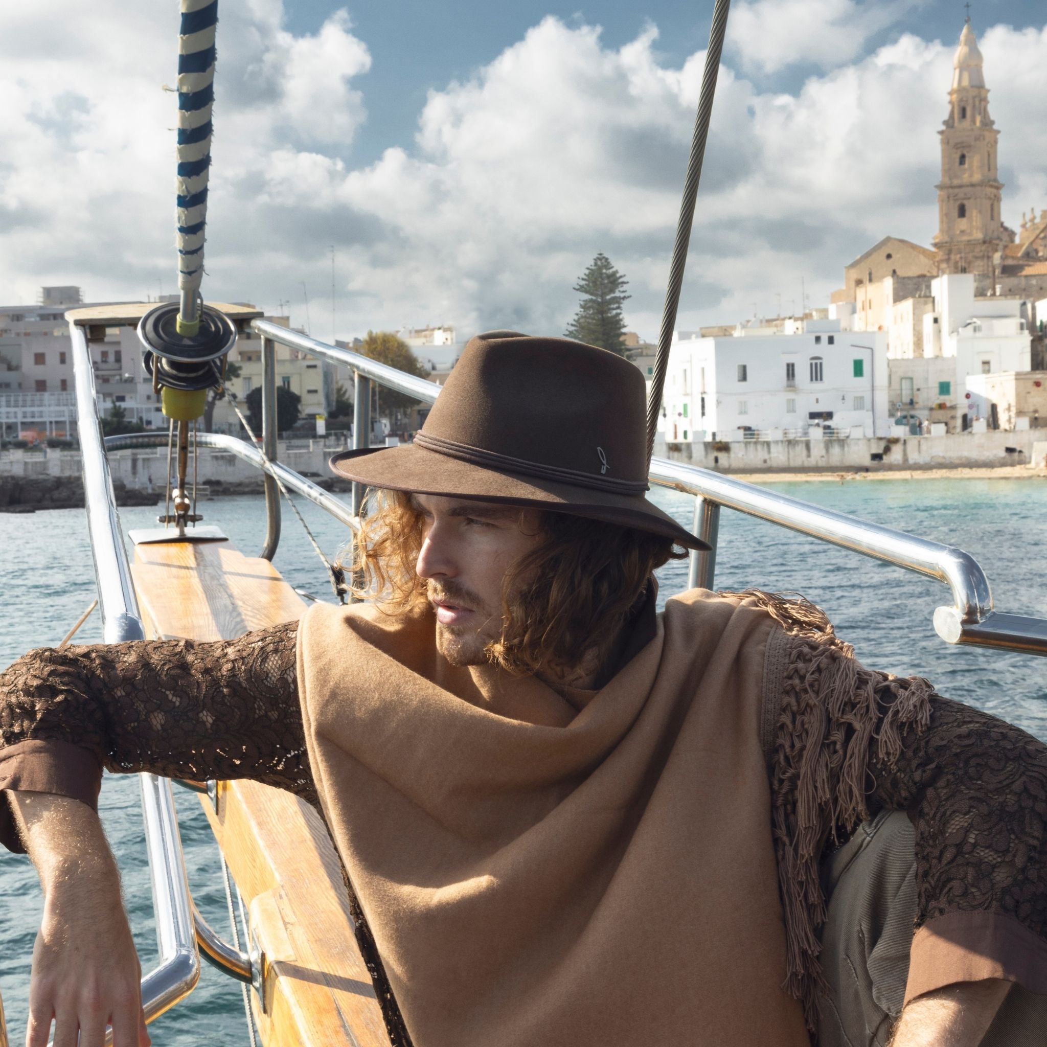 Brown Smooth Felt Western Drop Hat