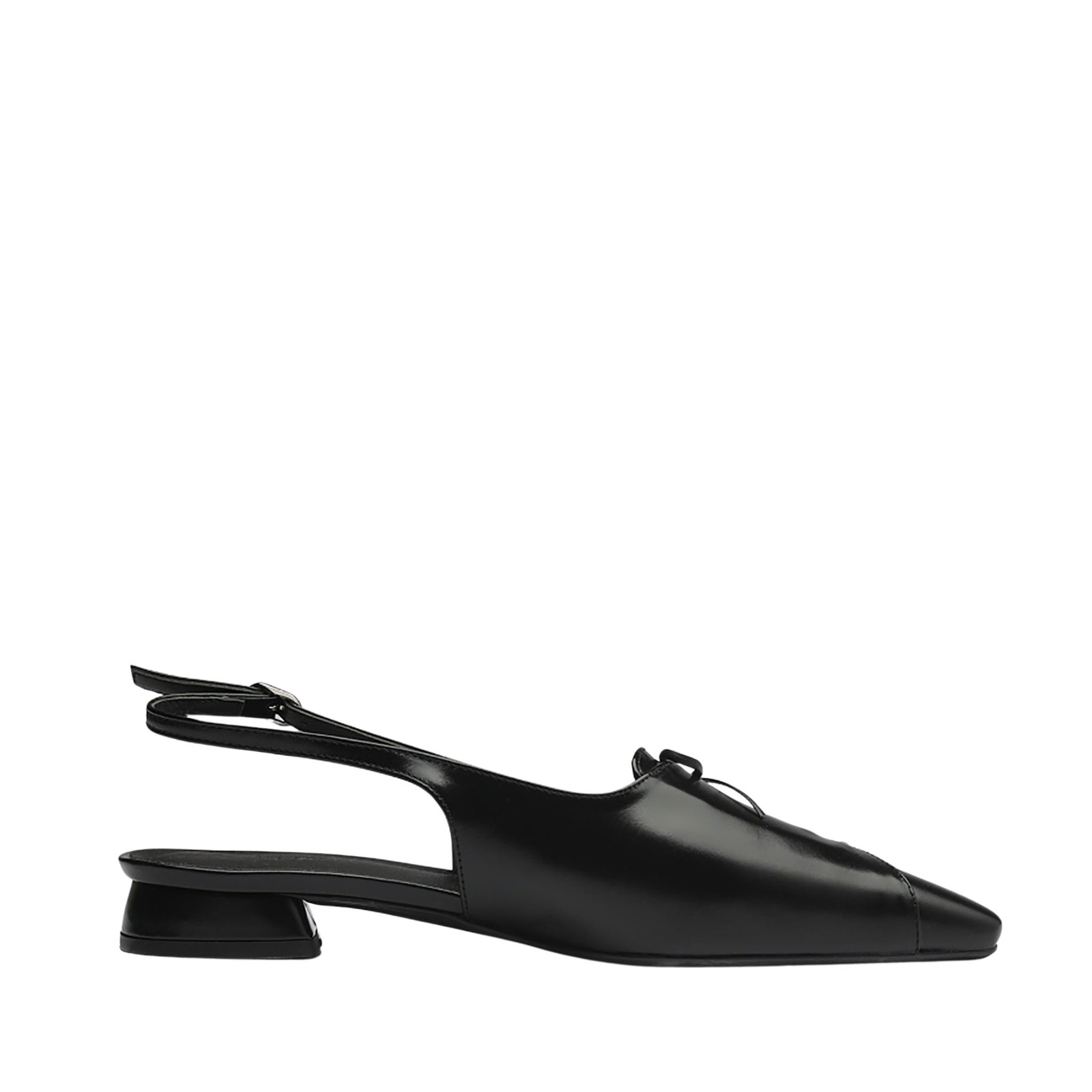 Black Leather Lace-Up Slingback Flats