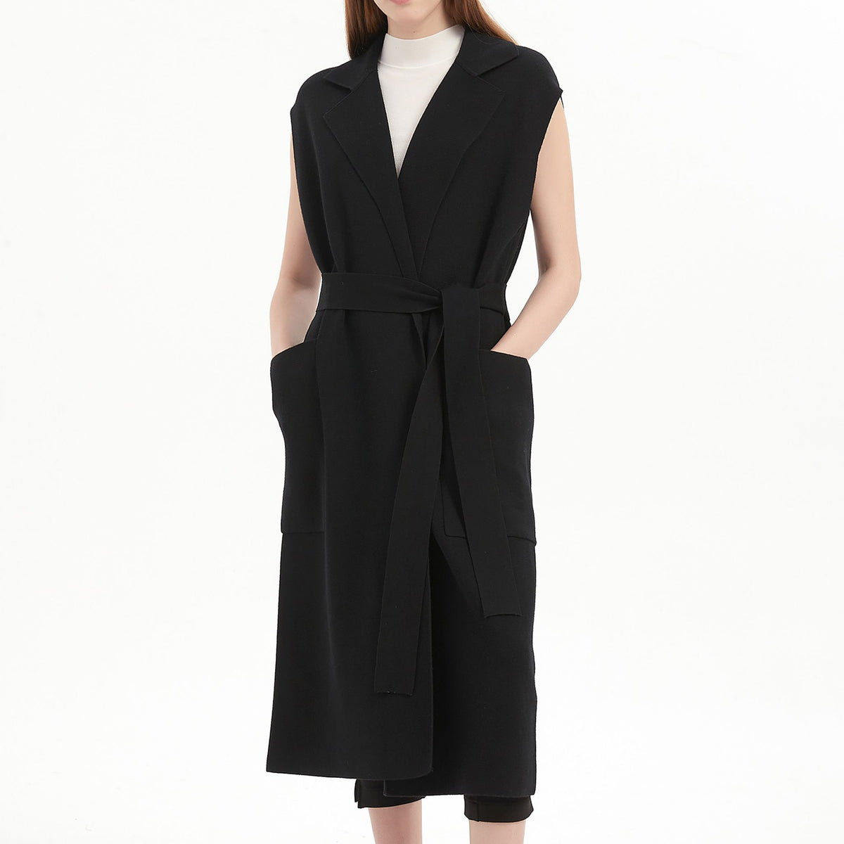 NUAJE NUAJE - Merino Cardigan Vest | Black buy at DOORS NYC