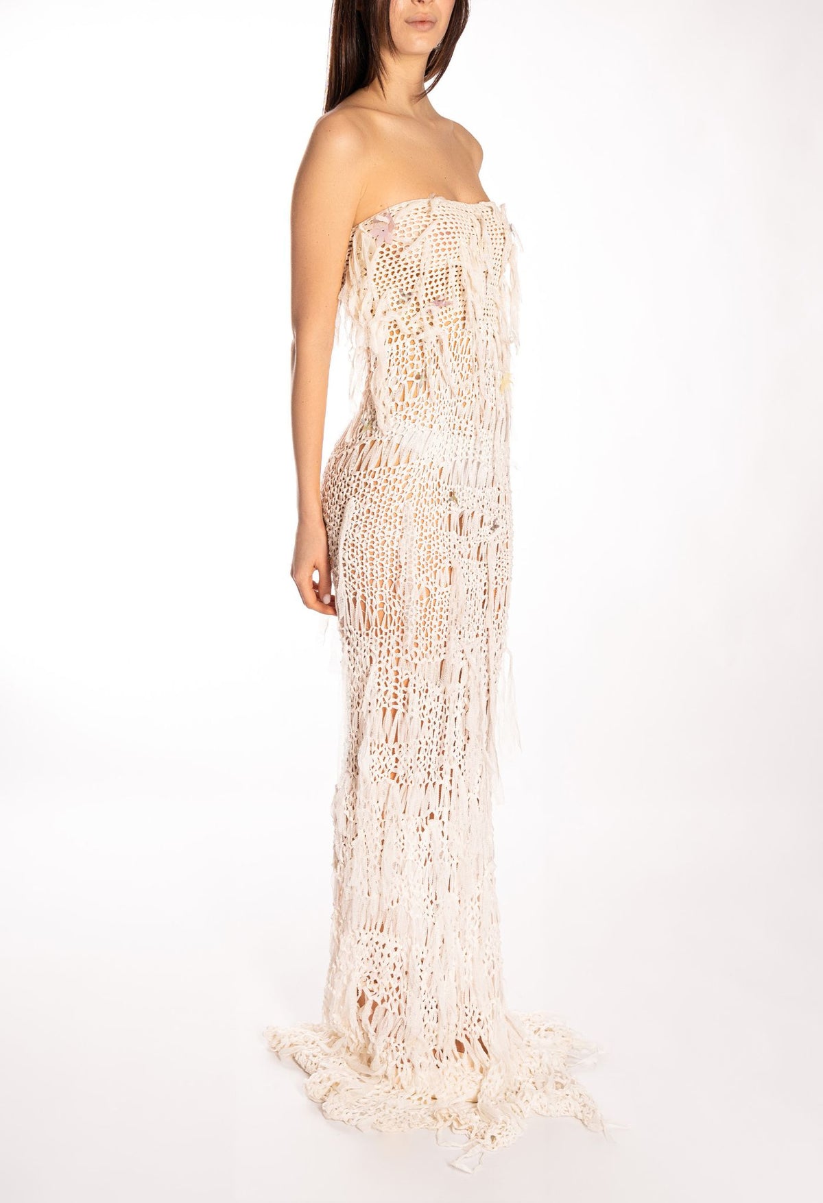 HURRICANE B - Long Dress In Tulle Mesh And Textile Embroidery , buy at DOORS NYC