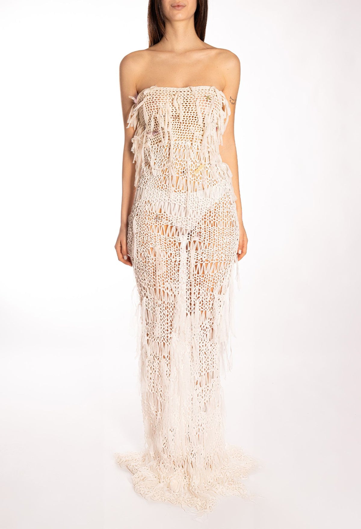 HURRICANE B - Long Dress In Tulle Mesh And Textile Embroidery , buy at DOORS NYC