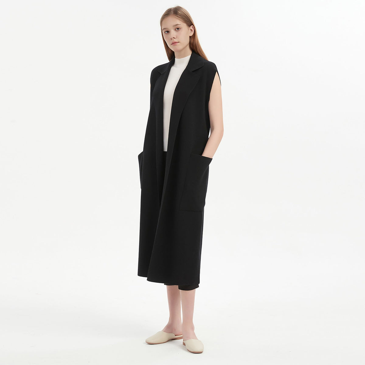 NUAJE NUAJE - Merino Cardigan Vest | Black buy at DOORS NYC