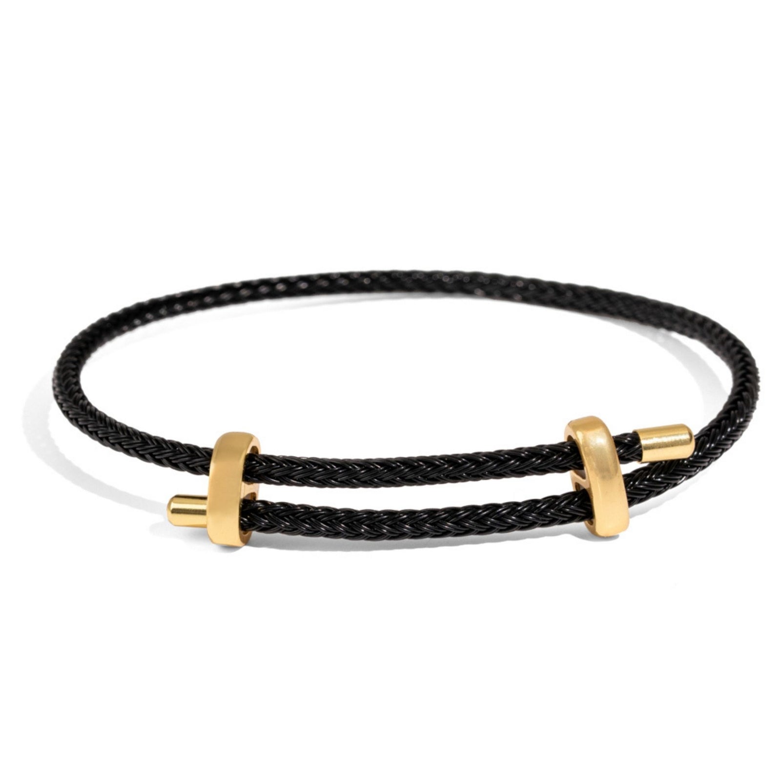 Black Elegance Adjustable Gold Rope Bracelet