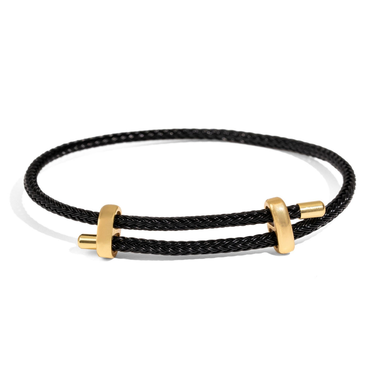 Black Elegance Adjustable Gold Rope Bracelet