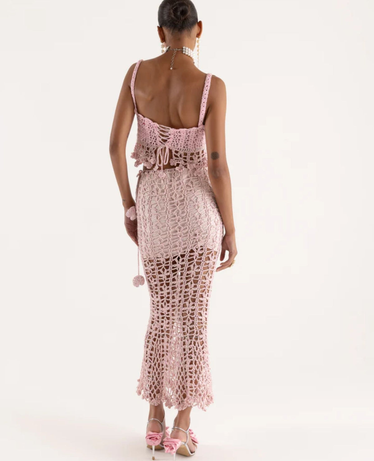 ANDREEVA - Pink Vanilla Handmade Knit Skirt buy at DOORS NYC