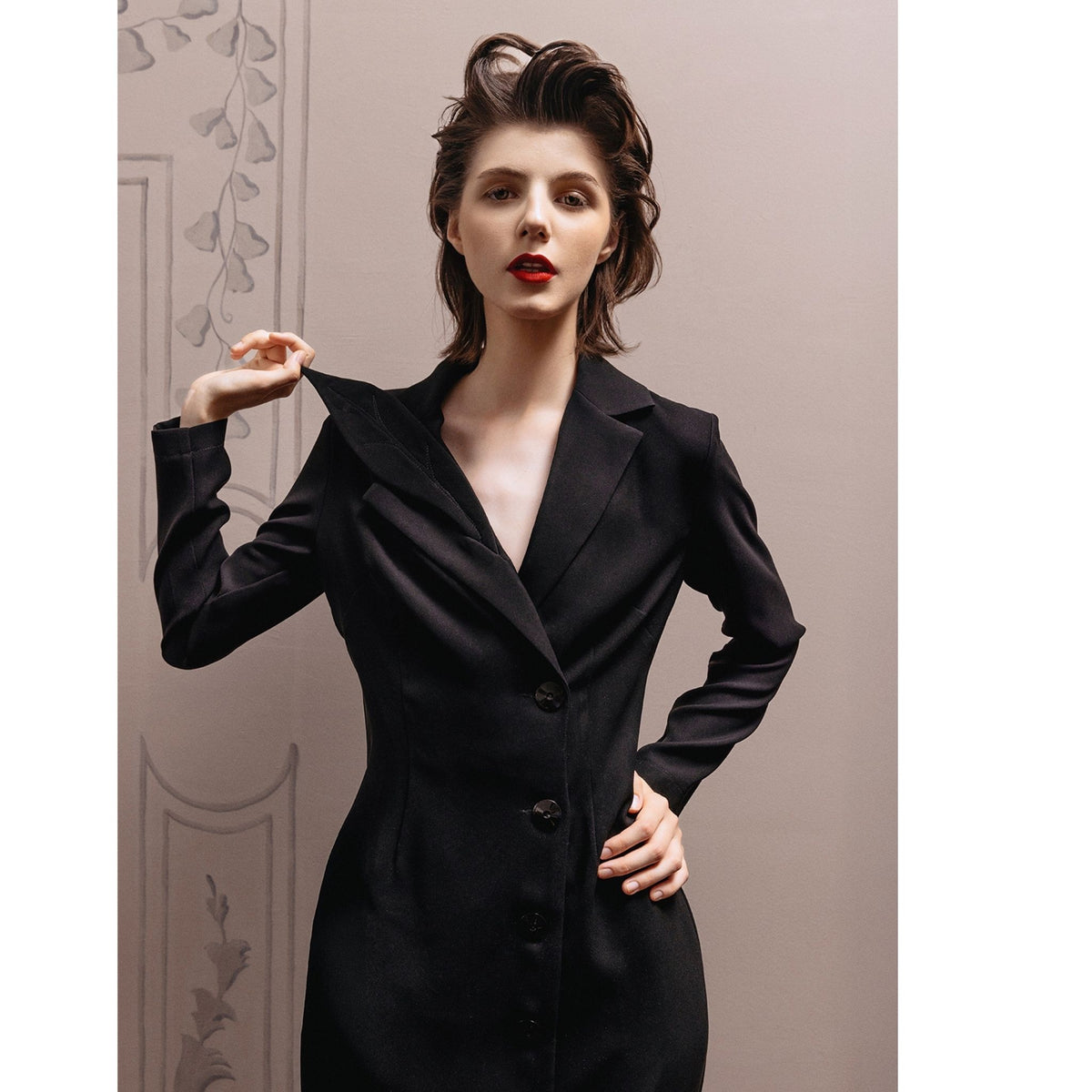 Modern Tailored Long Blazer Dress | Black