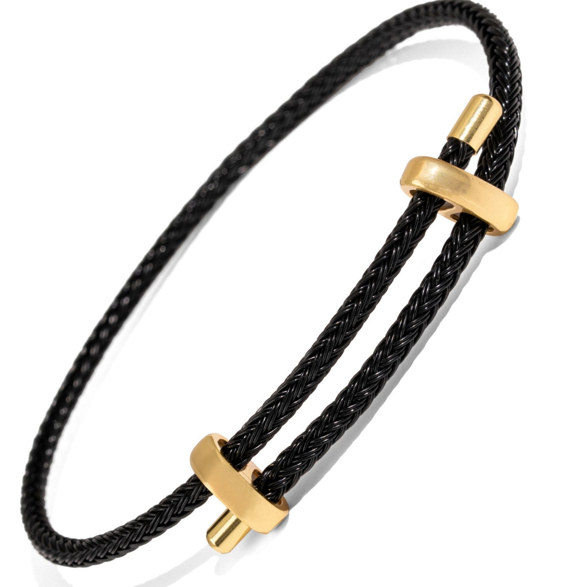 Black Elegance Adjustable Gold Rope Bracelet