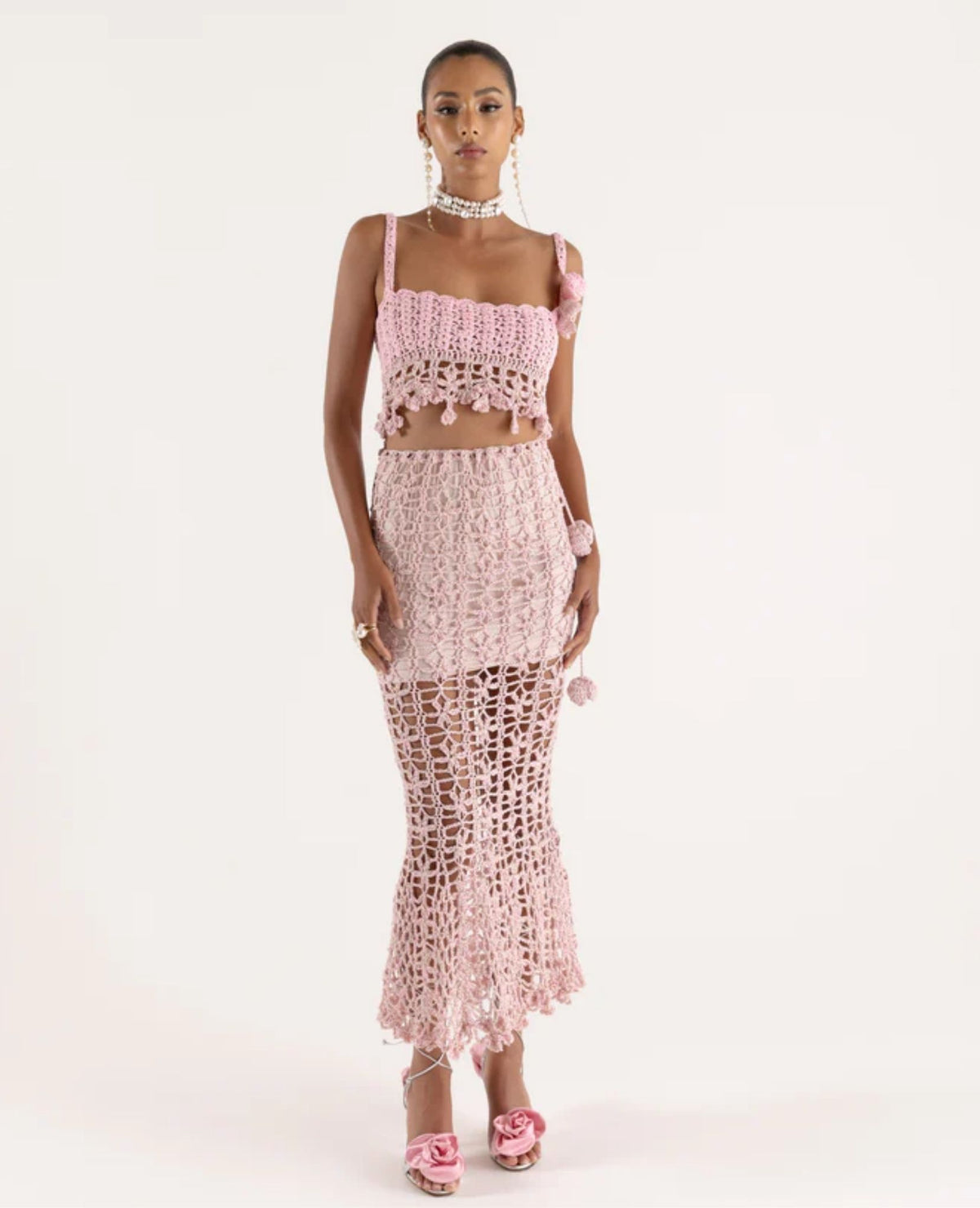 ANDREEVA - Pink Vanilla Handmade Knit Skirt buy at DOORS NYC