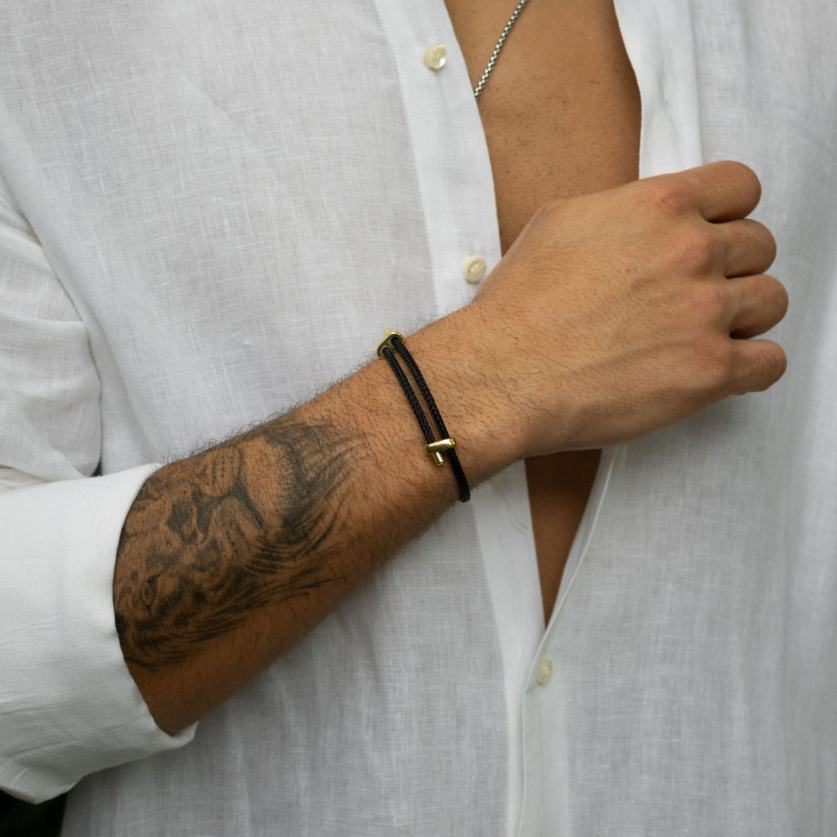 Black Elegance Adjustable Gold Rope Bracelet