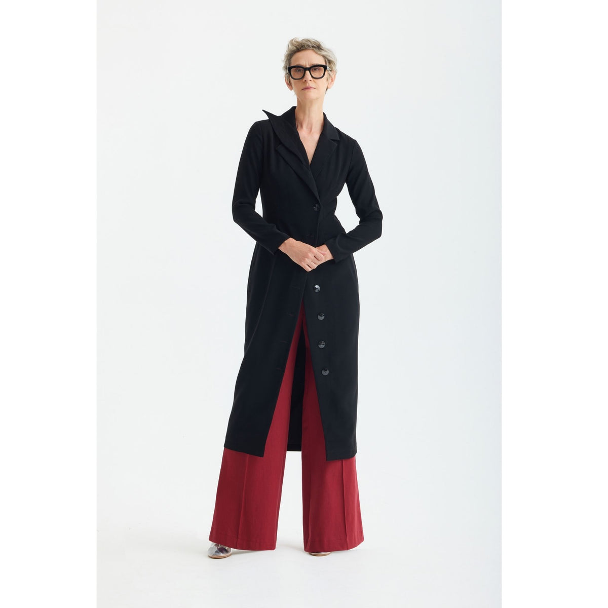 Modern Tailored Long Blazer Dress | Black