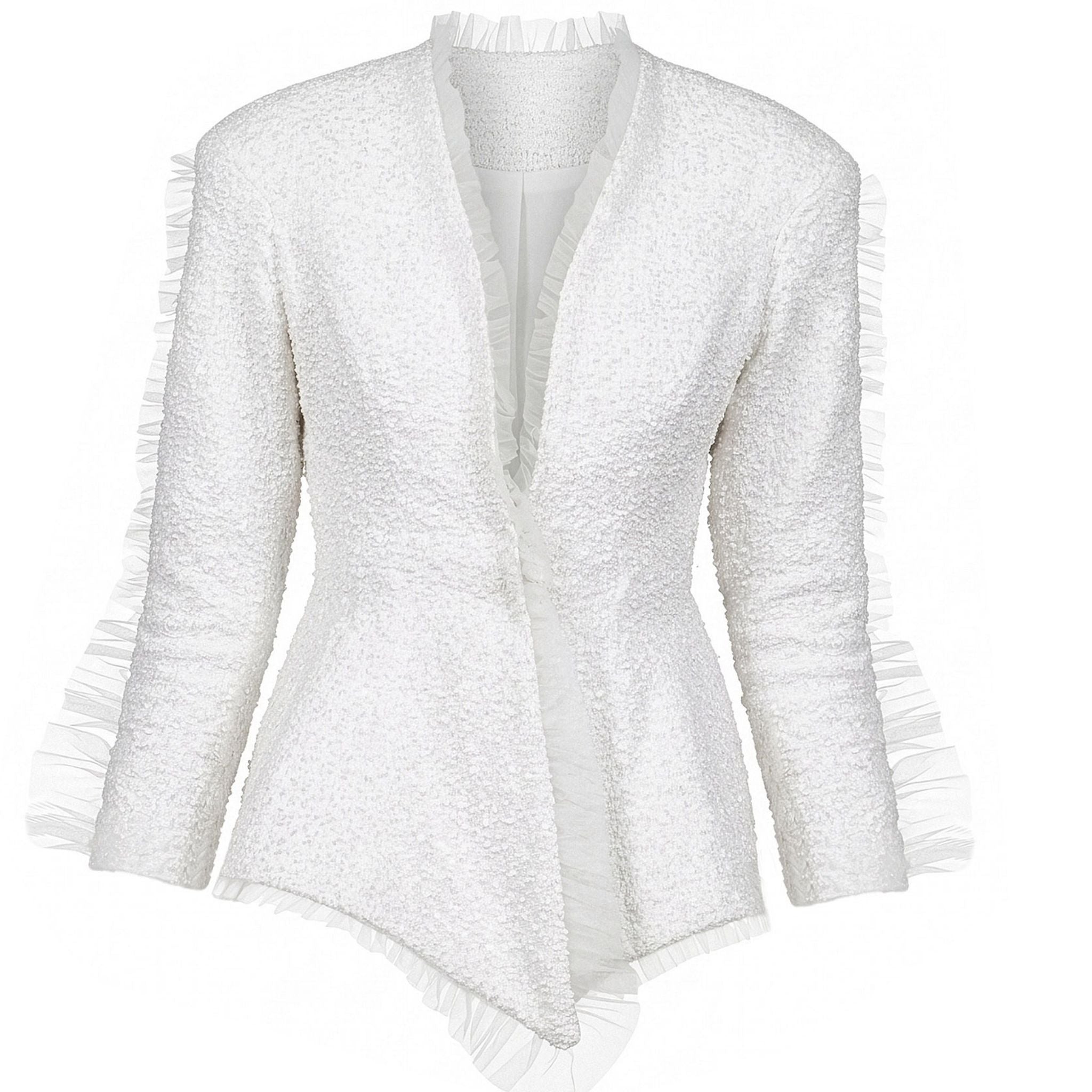 Bloomed Silence Tweed Jacket in White