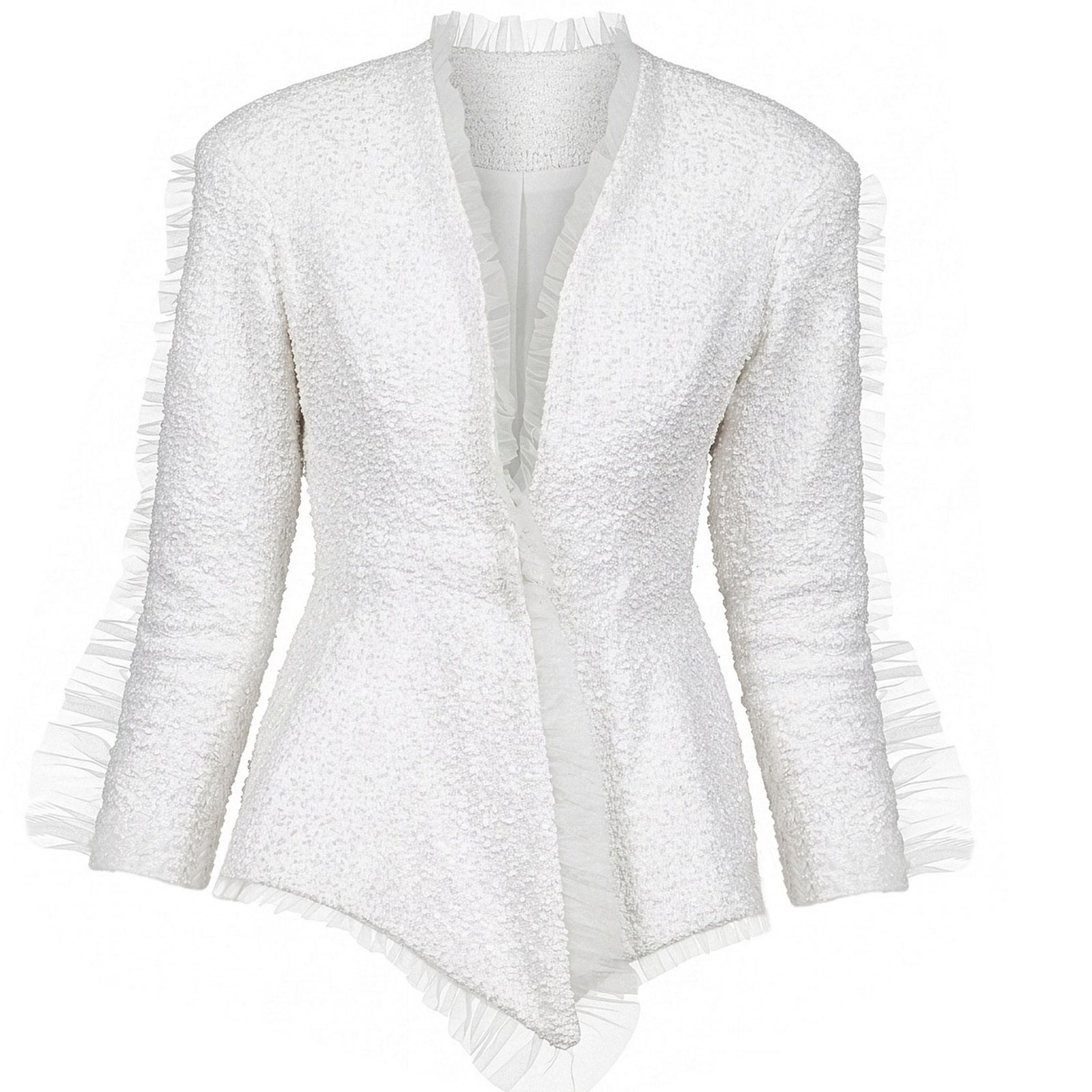 Bloomed Silence Tweed Jacket in White