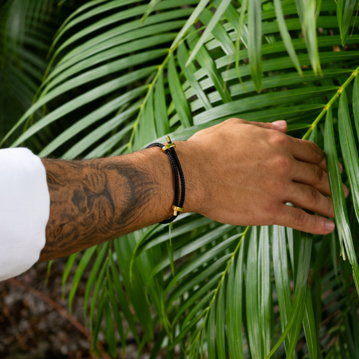 Black Elegance Adjustable Gold Rope Bracelet