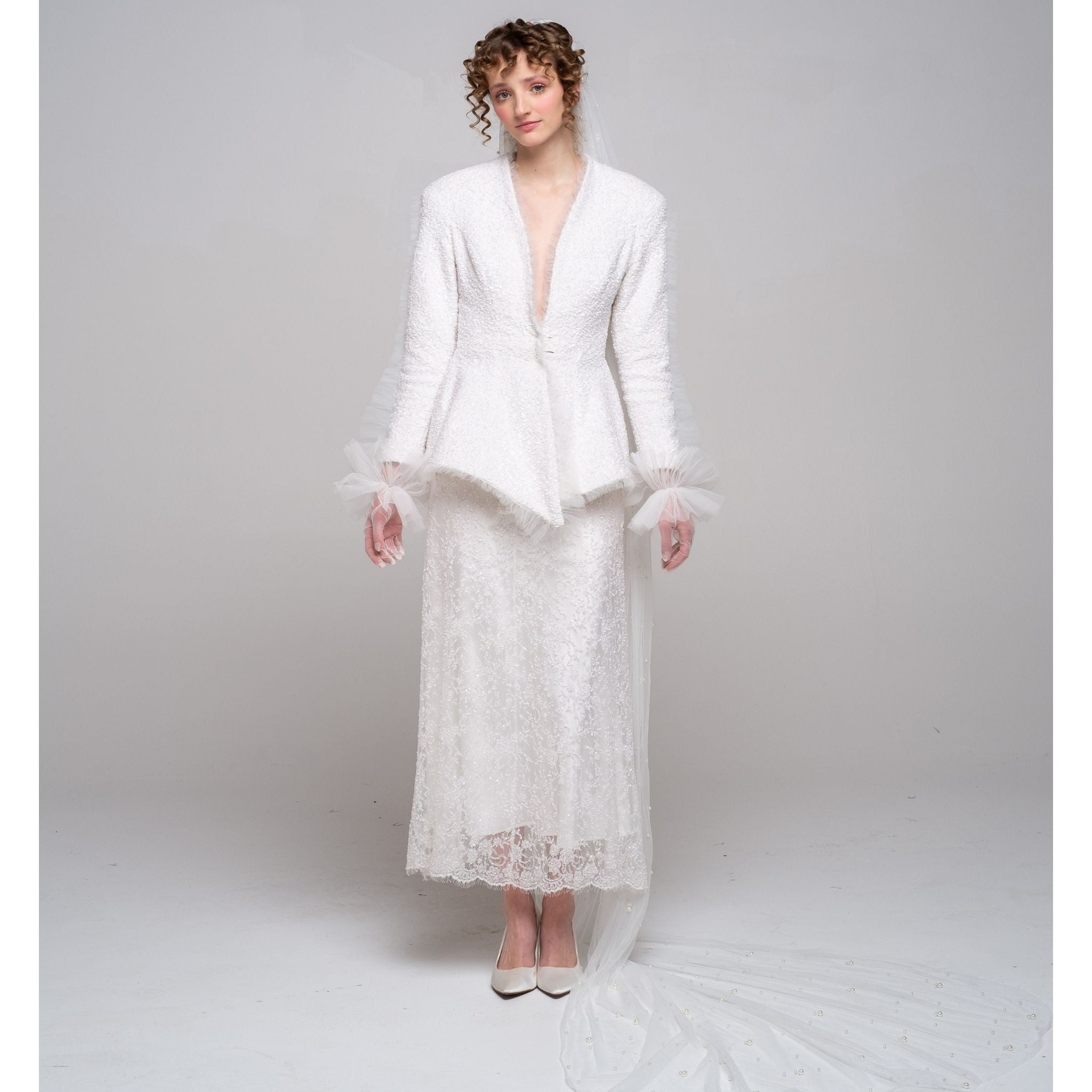 Bloomed Silence Tweed Jacket in White