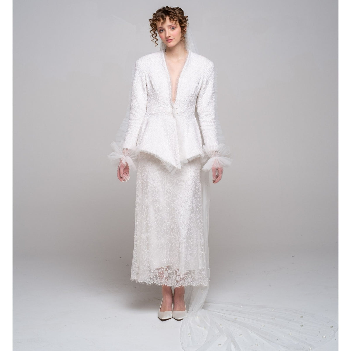 Bloomed Silence Tweed Jacket in White