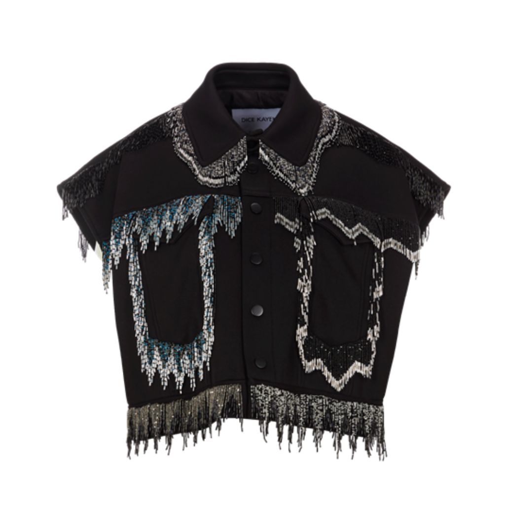 DICE KAYEK - Sleeveless Jacket With Beaded Details | Black, buy at DOORS NYC