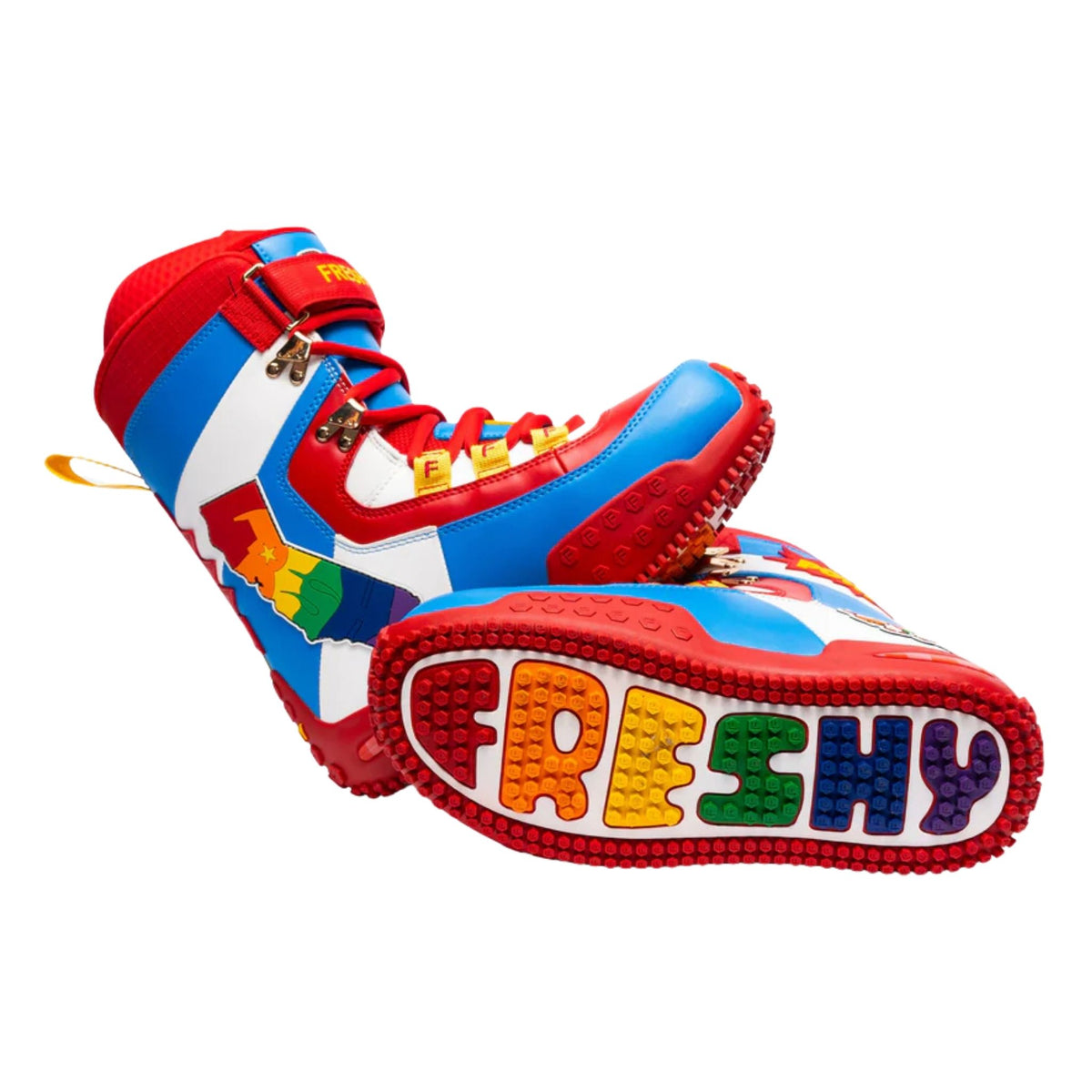 FRESHY - Pow Stomps Boots | Red and Blue PR Sample at DOORS NYC PR showroom