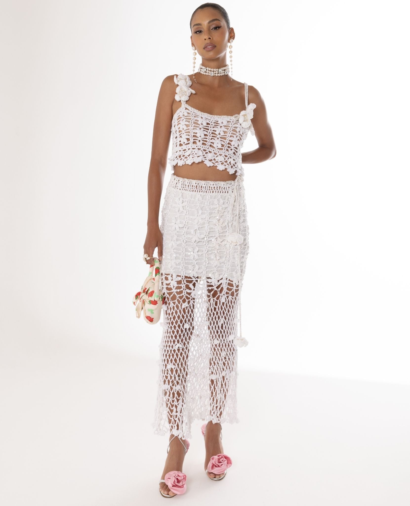 ANDREEVA - White Vanilla Handmade Crochet Skirt, buy at doors.nyc