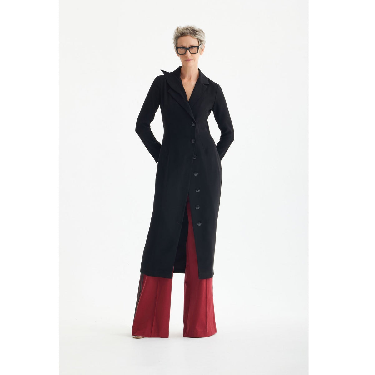 Modern Tailored Long Blazer Dress | Black