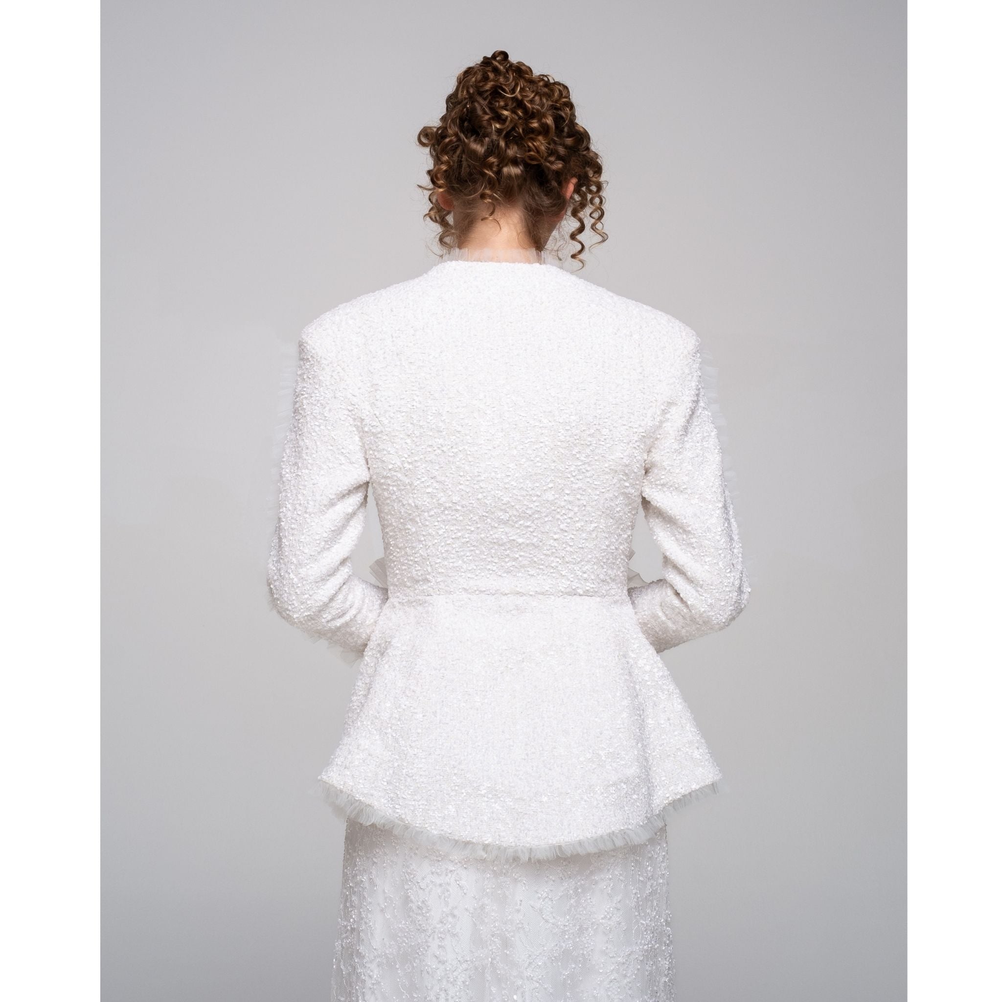 Bloomed Silence Tweed Jacket in White