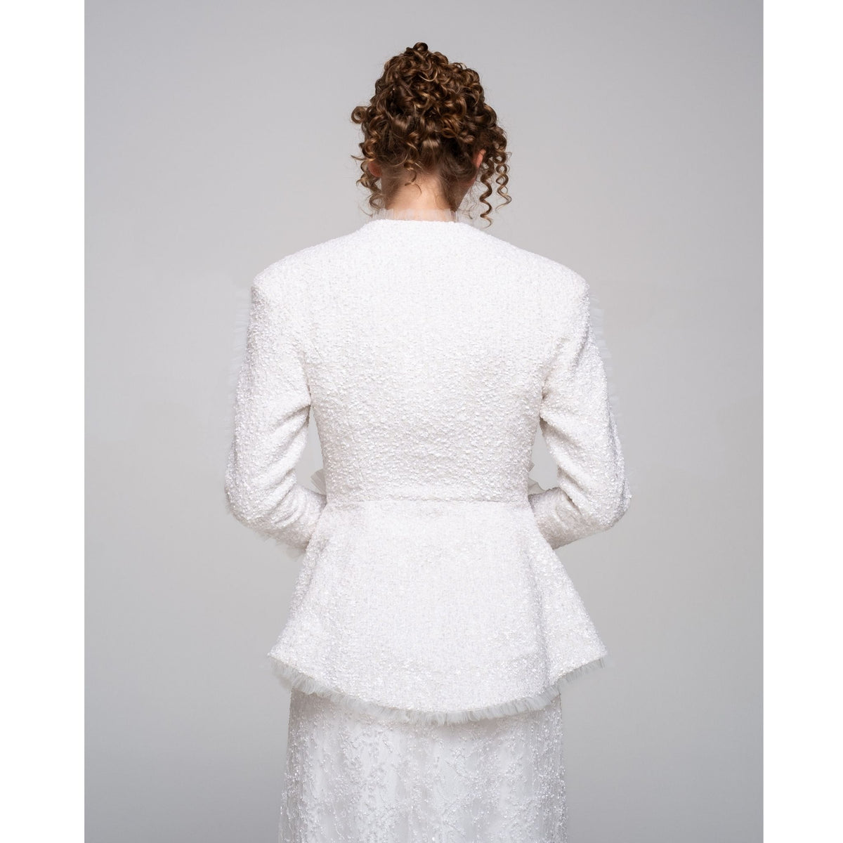 Bloomed Silence Tweed Jacket in White