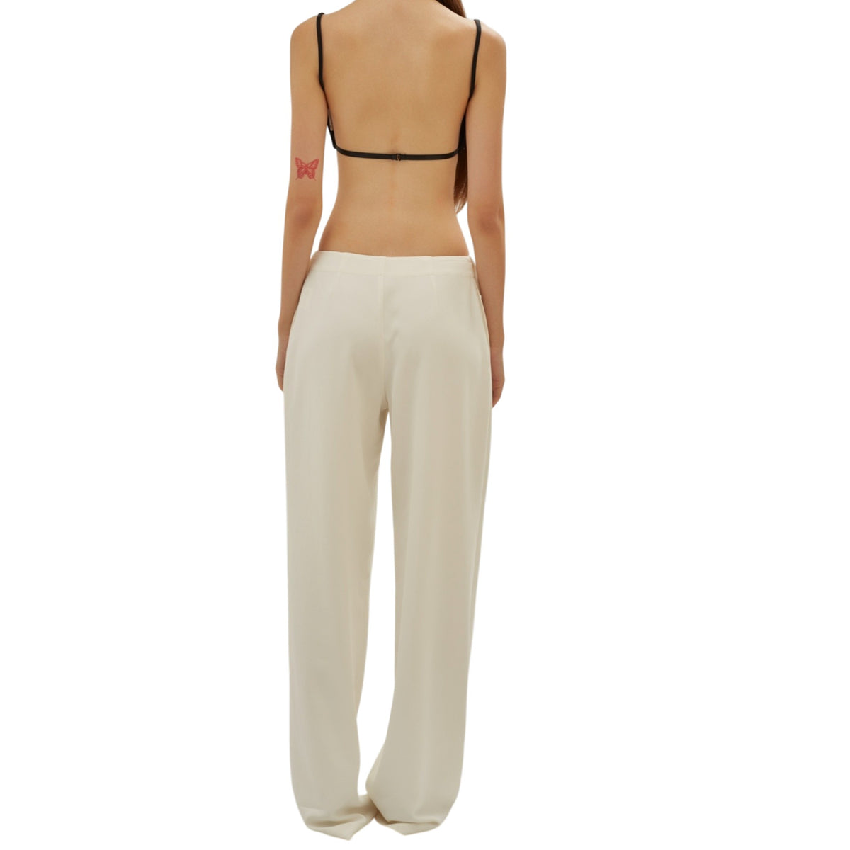 White Folded Waist Pants