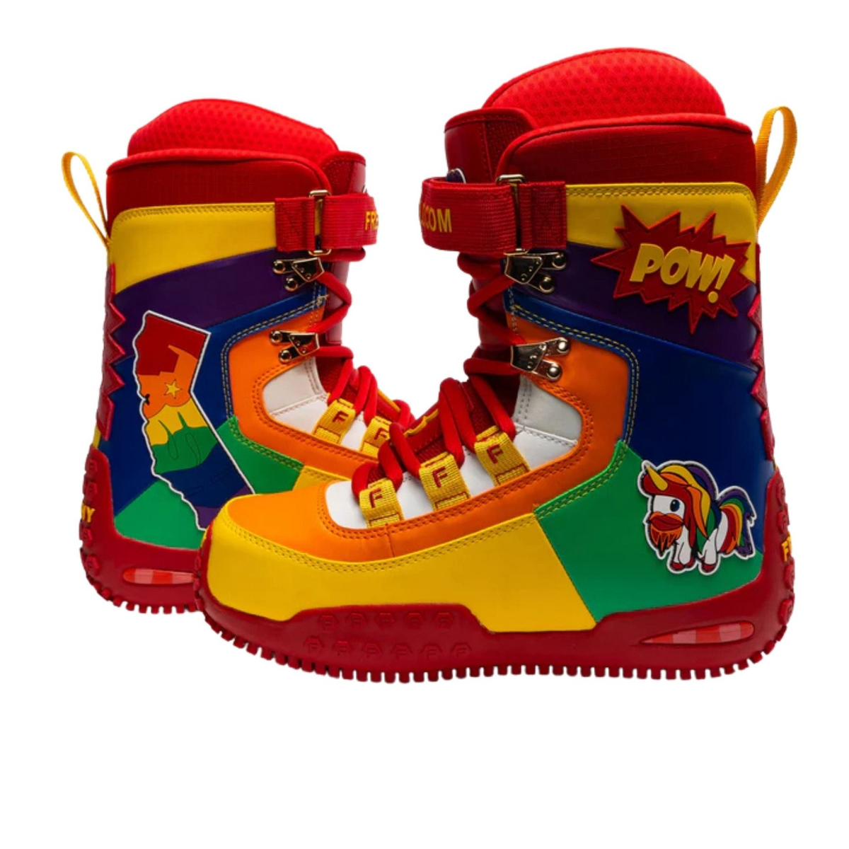 FRESHY - Pow Stomps Snowboard Boots Rainbow | PR Sample, PR Sample at DOORS NYC PR showroom