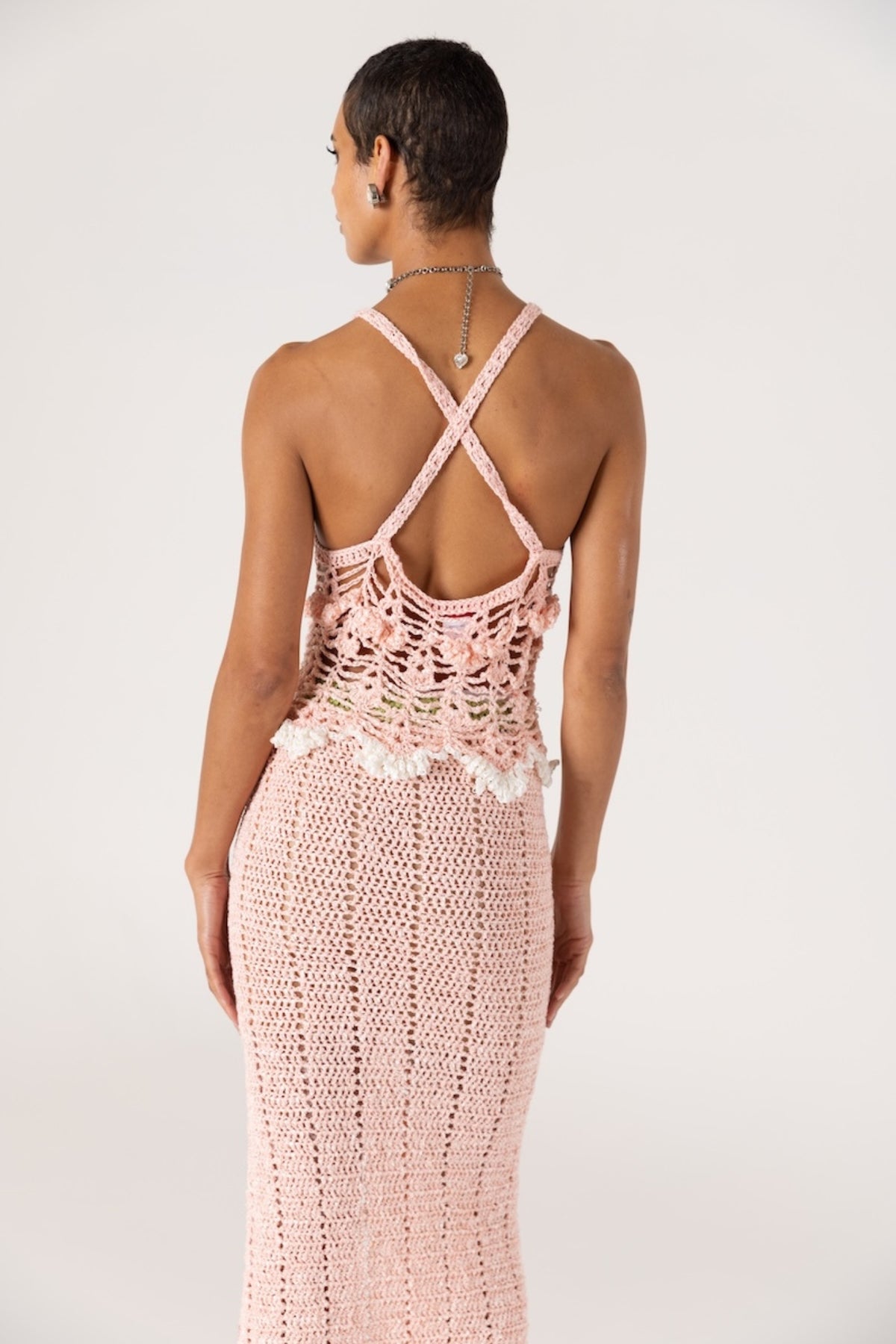 ANDREEVA - Chrysanthemum Handmade Crochet Top | Pink