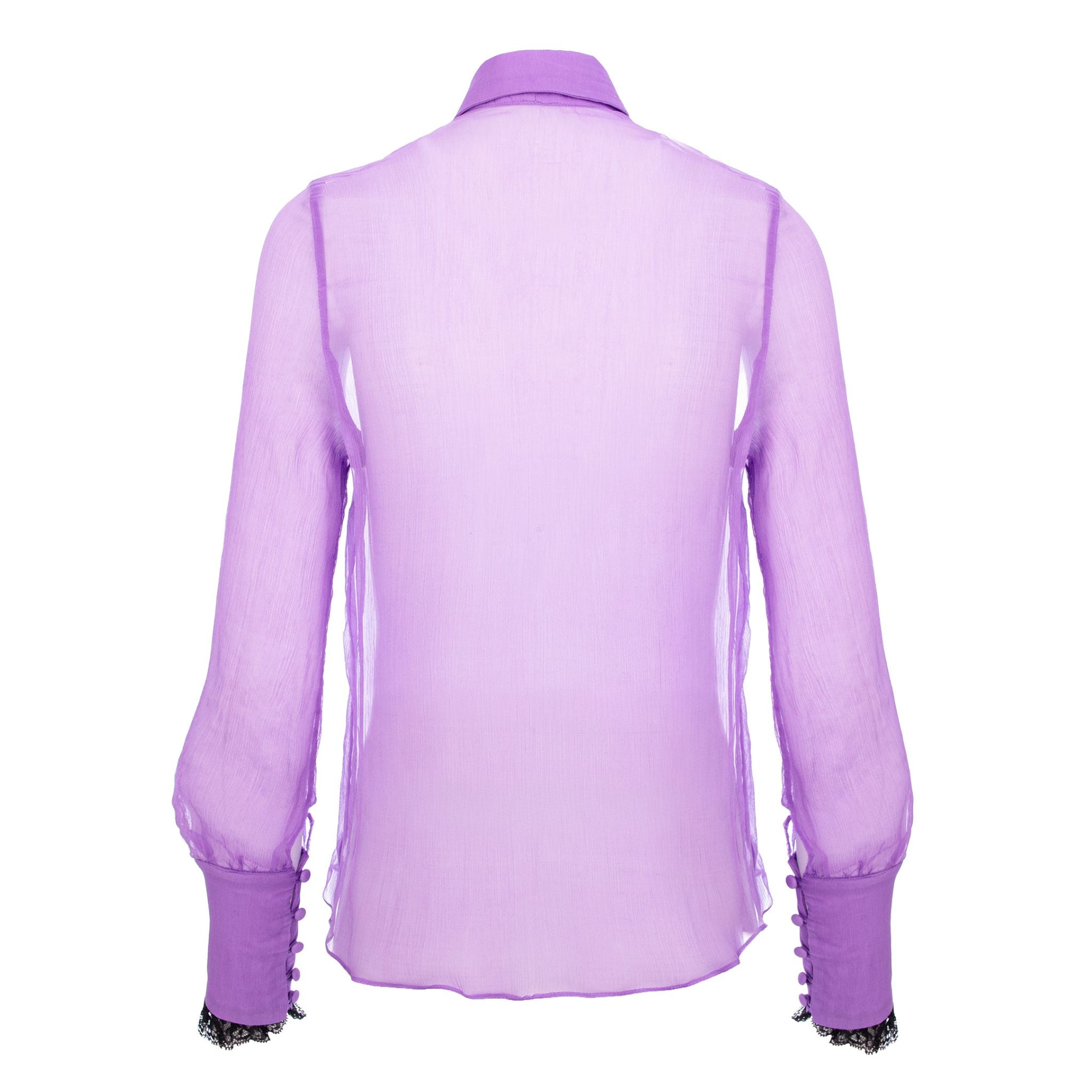 Lilac Ruffle Silk Shirt